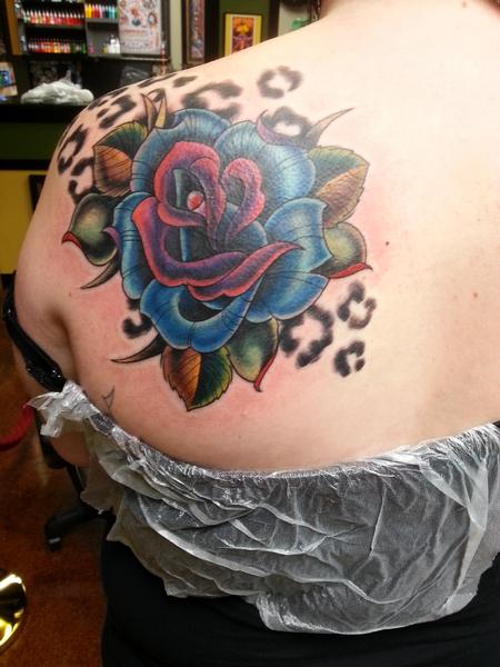 Tattoos - Traditional Rose and Leopard print - 73894
